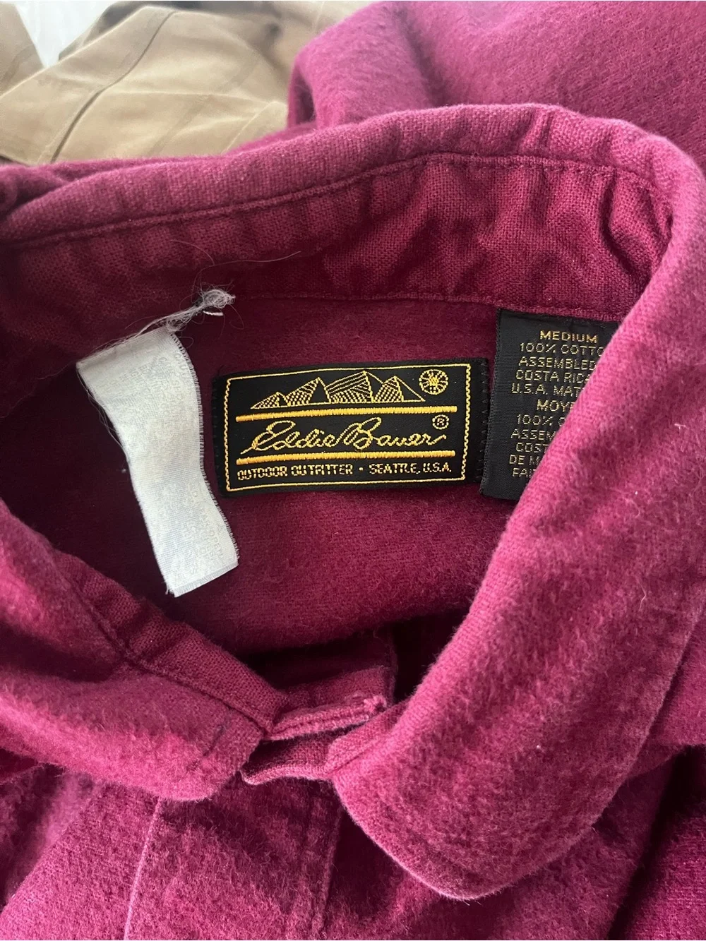 Vintage Eddie Bauer Maroon Heavy Chamois Flannel Shirt Size M